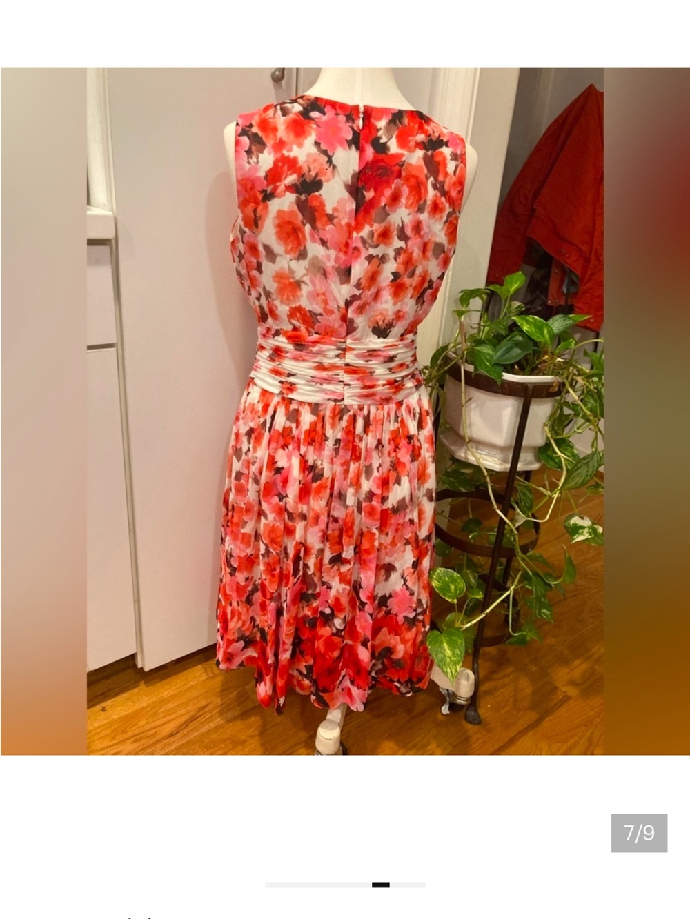 Lauren Ralph Lauren Floral Sleeveless Midi Dress in Red and Pink  NWT - Picture 6 of 7